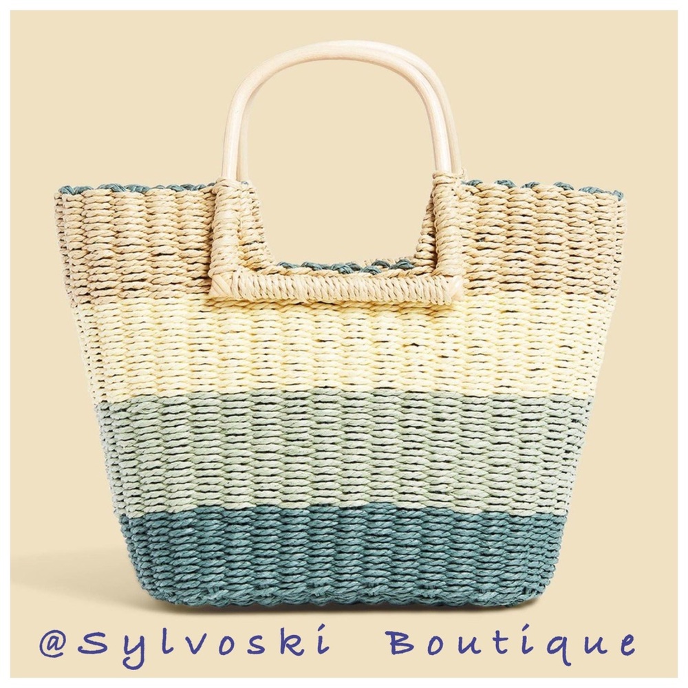 🌴 BILLABONG Salty Blonde Ride The Waves Straw Handbag NWT - Picture 4 of 7